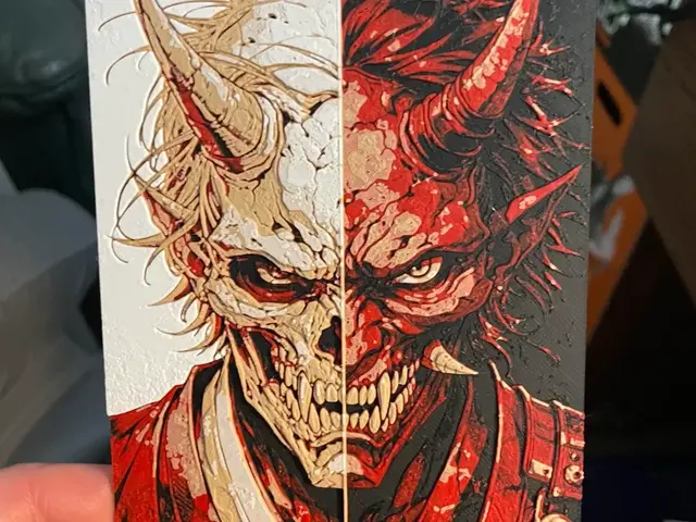 HueForge model: Oni Half/Half V1 Hueforge by Advancedtechworldwide