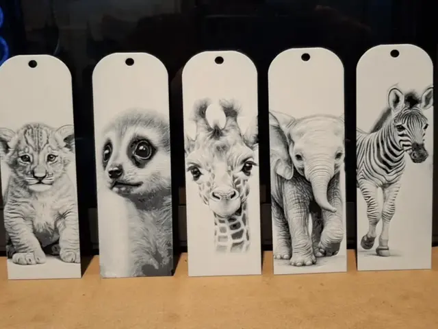 HueForge model: set 1 - Jungle animal bookmarks - greyscale by 3dGlow