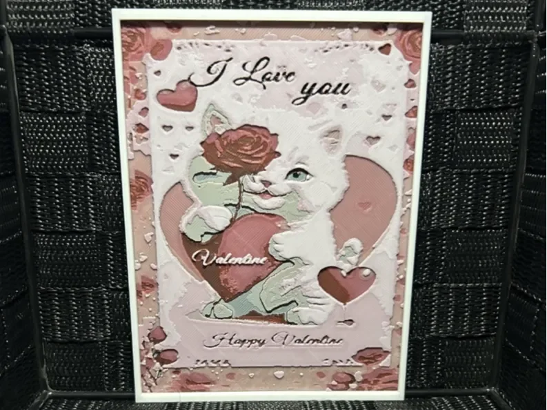 Hueforge Greeting Card - Cat I Love You - by JoDau HueForge model: Hueforge Greeting Card - Cat I Love You - by JoDau