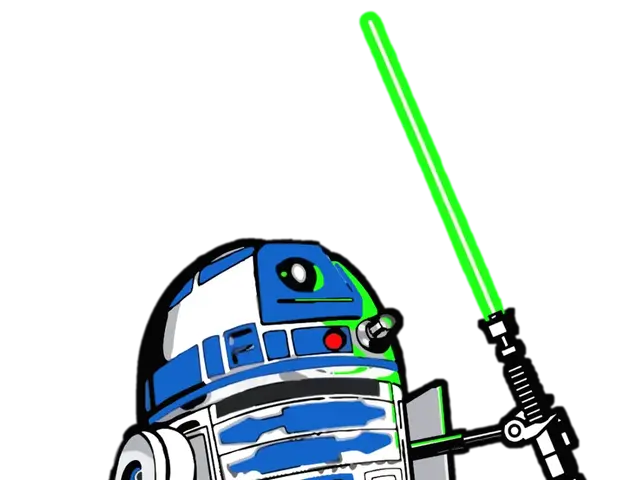 R2D2 with lightsaber