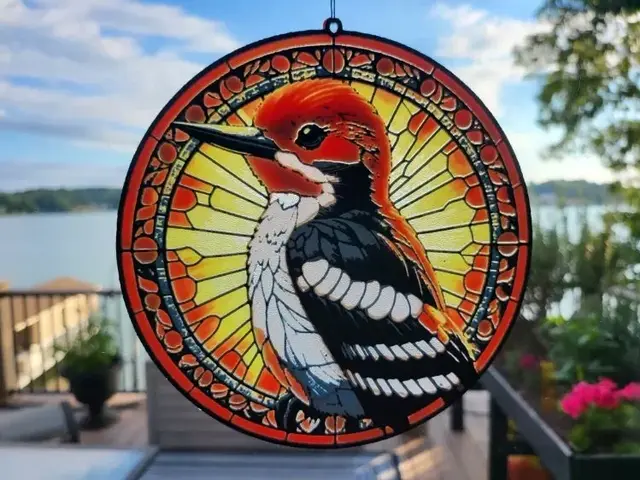 HueForge model: HueForge Stained Glass Redheaded Woodpecker by tlavedas