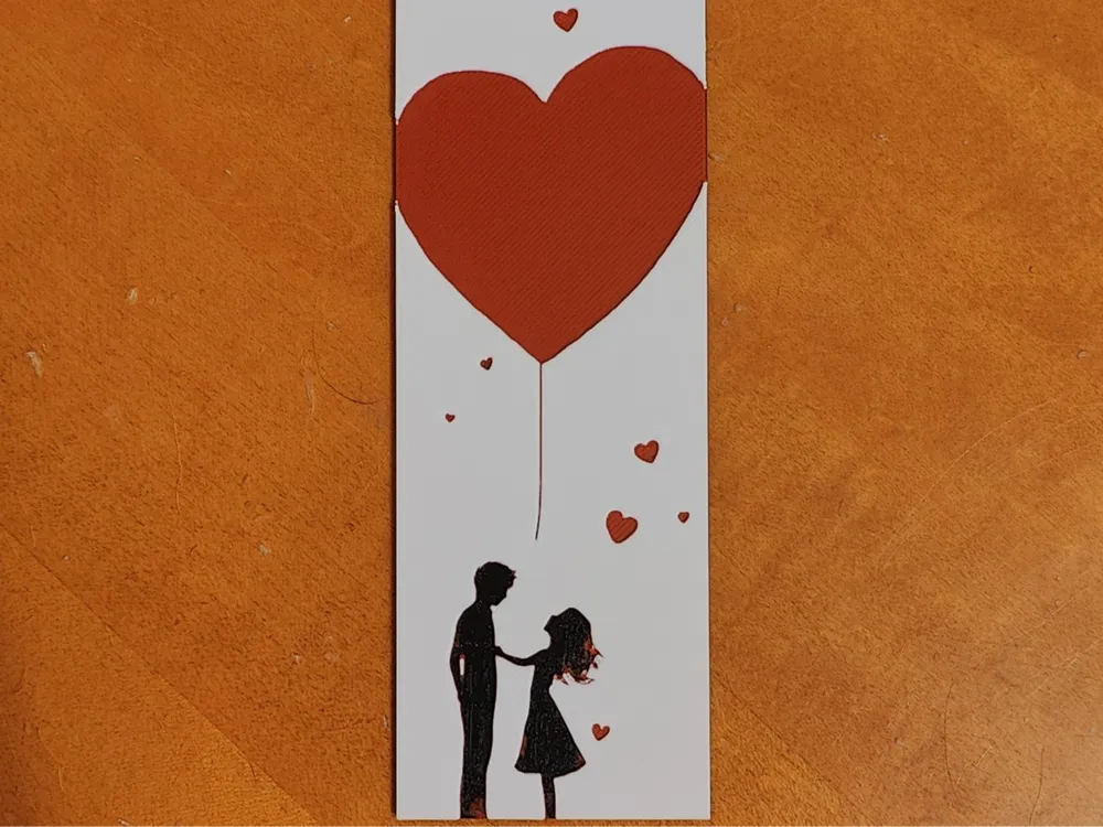 Balloon Heart Bookmark - 3 Colours by Sarge HueForge model: Balloon Heart Bookmark - 3 Colours by Sarge