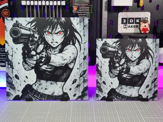 HueForge model: Girl Anime Revolver – Hueforge – 4 Colors by Montoya Maker
