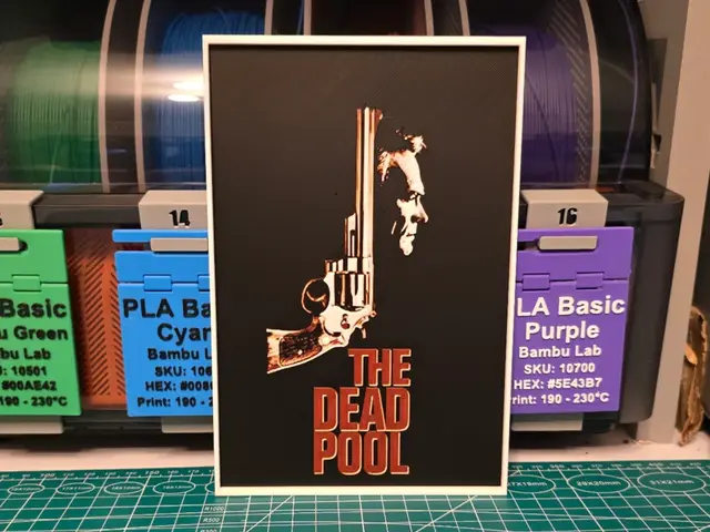 HueForge model: The Dead Pool Movie Poster - Hueforge Art by Lumpy3D
