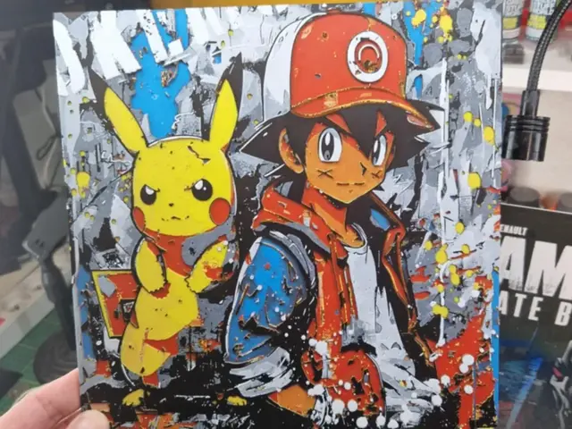 HueForge model: Pokemon Hueforge - Pikachu & Sacha Street Art by Dakiren