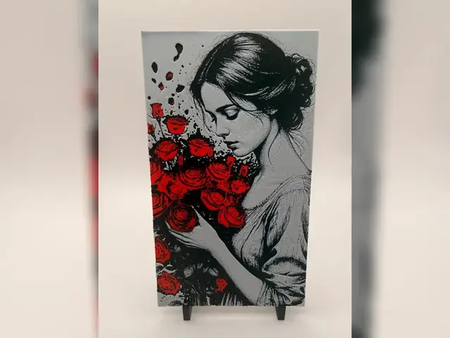 Crimson Rose Reverie Portrait hueforge print