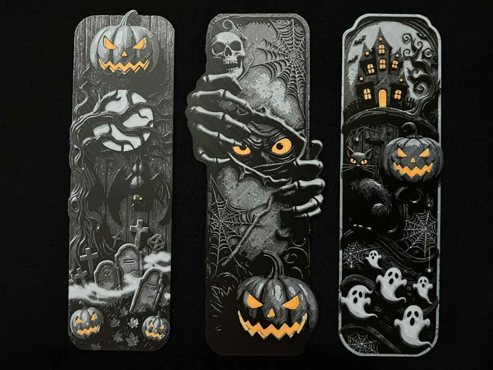 Halloween Bookmark Set by 3djd HueForge model: Halloween Bookmark Set by 3djd