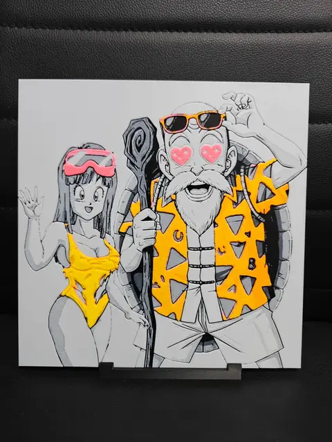 HueForge model: Master Roshi & Maron by TheHueforgeLady