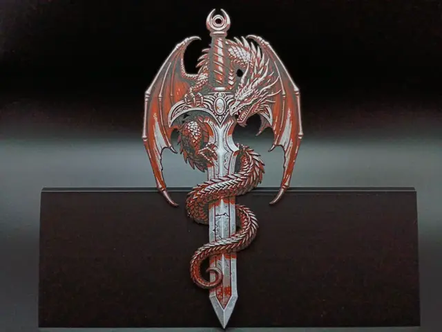 HueForge model: Dragon x Sword Crimson Red Bookmark by 3djd