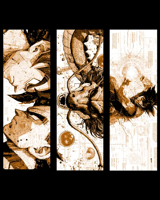 Fan art designs of Dragonball Heros and dragon - Set of bookmarks