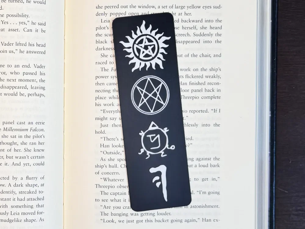 Supernatural Symbol Bookmark by Artful Creator HueForge model: Supernatural Symbol Bookmark by Artful Creator