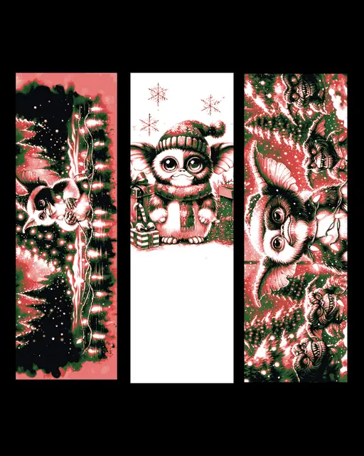 Merry Christmas and Happy Gremlins to All!   Set of bookmarks