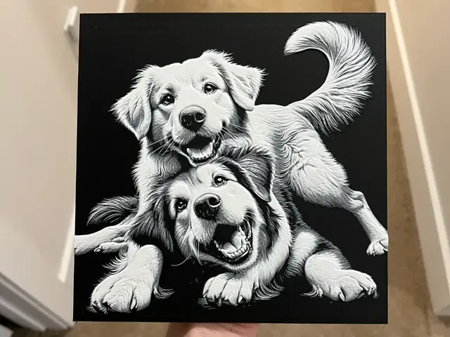 HueForge model: Two Dogs Playing Art Hueforge by RP47 Designs