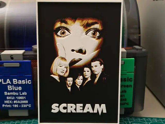 HueForge model: Scream Movie Poster -Hueforge Art by Lumpy3D
