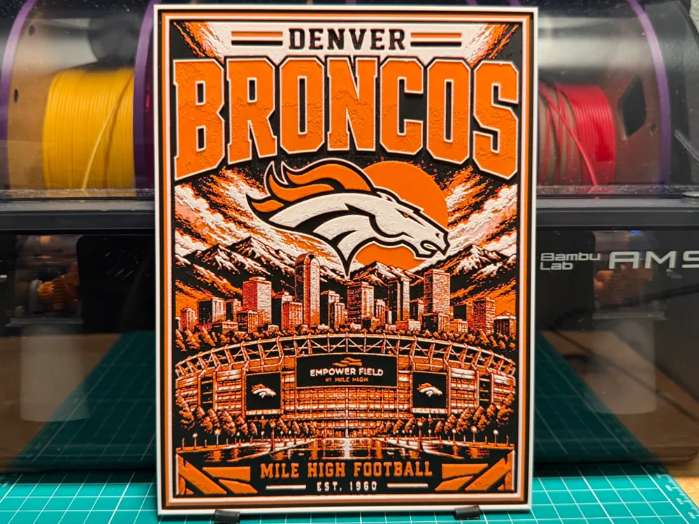 Broncos Poster by liv_3d HueForge model: Broncos Poster by liv_3d