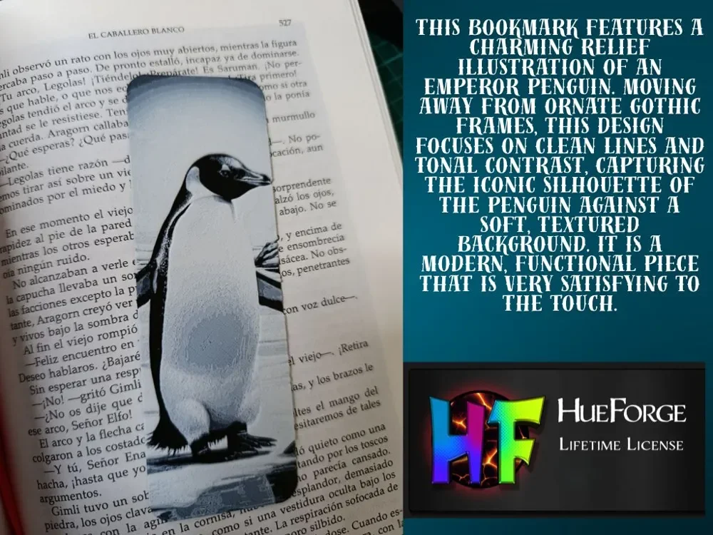 Penguin Bookmark by FYTY112 HueForge model: Penguin Bookmark by FYTY112