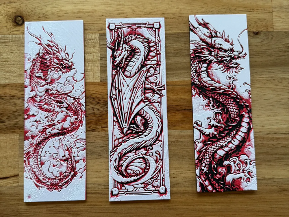 Bookmark - Dragons Set #1 by Canadian Gamer HueForge model: Bookmark - Dragons Set #1 by Canadian Gamer