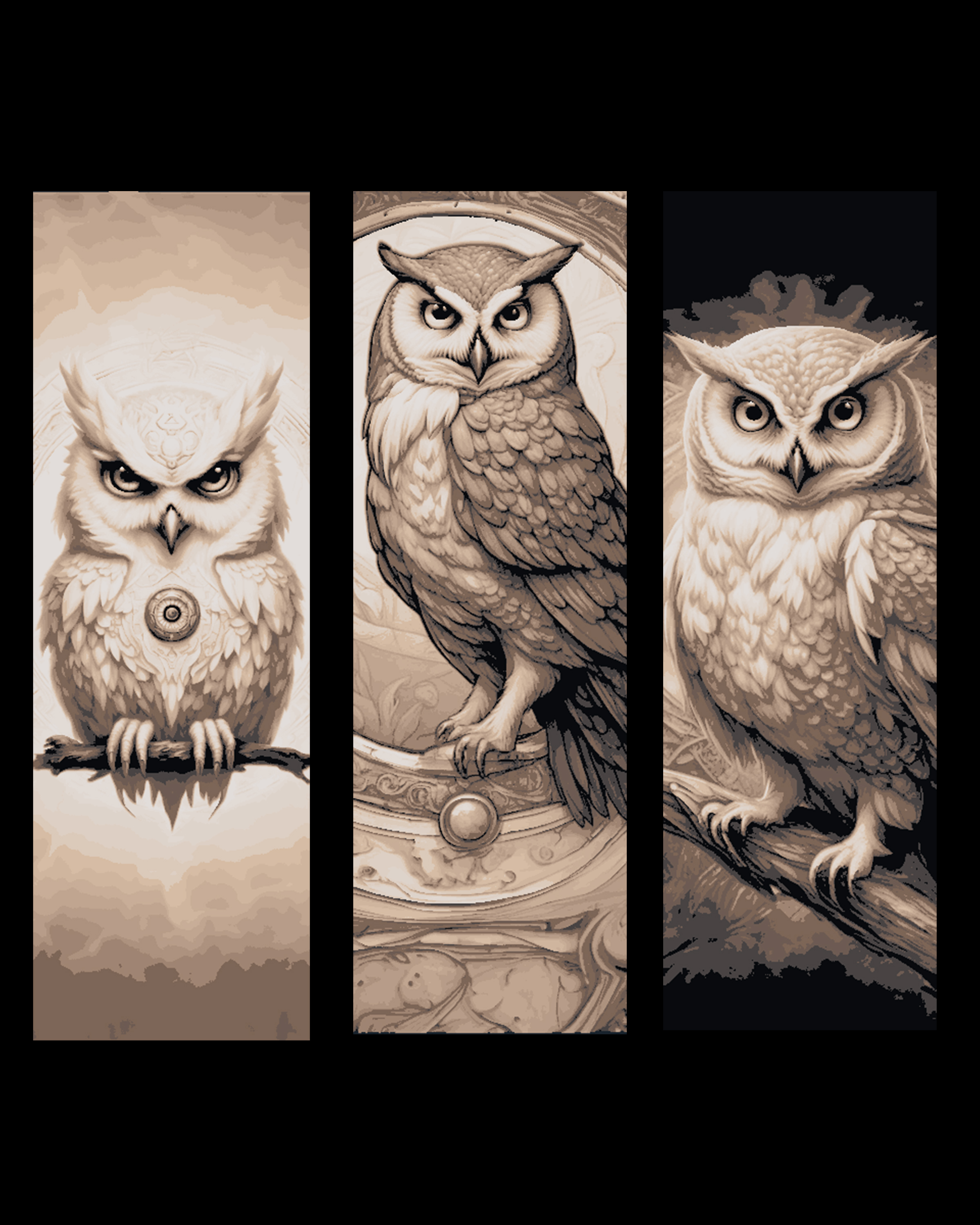 Sketches of the night watchmen - the mysterious Owl - set of bookmarks by BooneCo3d HueForge model: Sketches of the night watchmen - the mysterious Owl - set of bookmarks by BooneCo3d
