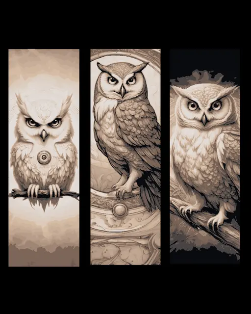 HueForge model: Sketches of the night watchmen - the mysterious Owl - set of bookmarks by BooneCo3d