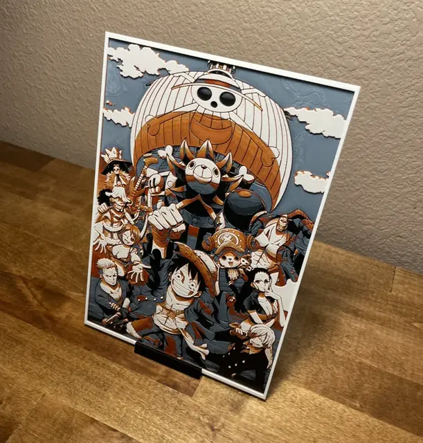 HueForge model: One Piece - Straw-hat Pirates with Thousand Sunny by Cloudy Nostalgia