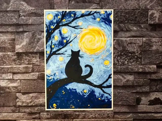 HueForge model: Hueforge Cat On Tree Van Gogh Style by StefBull85