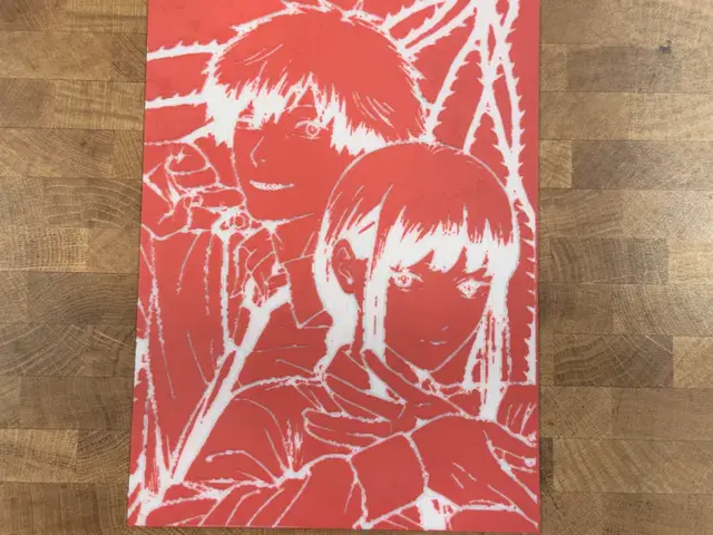 HueForge model: Chainsaw Man - Denji and Makima Outline by Pretty Okay Prints