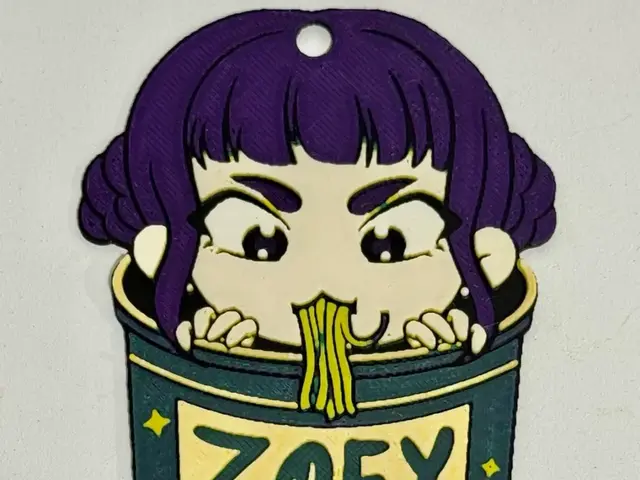 HueForge model: KPop Demon Hunters Zoey Noodles Christmas Ornament by Strata Prints