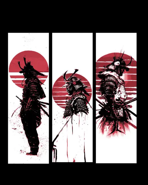 HueForge model: Ink art of a samurai - Symbols of the Warrior - Set of Bookmarks by BooneCo3d