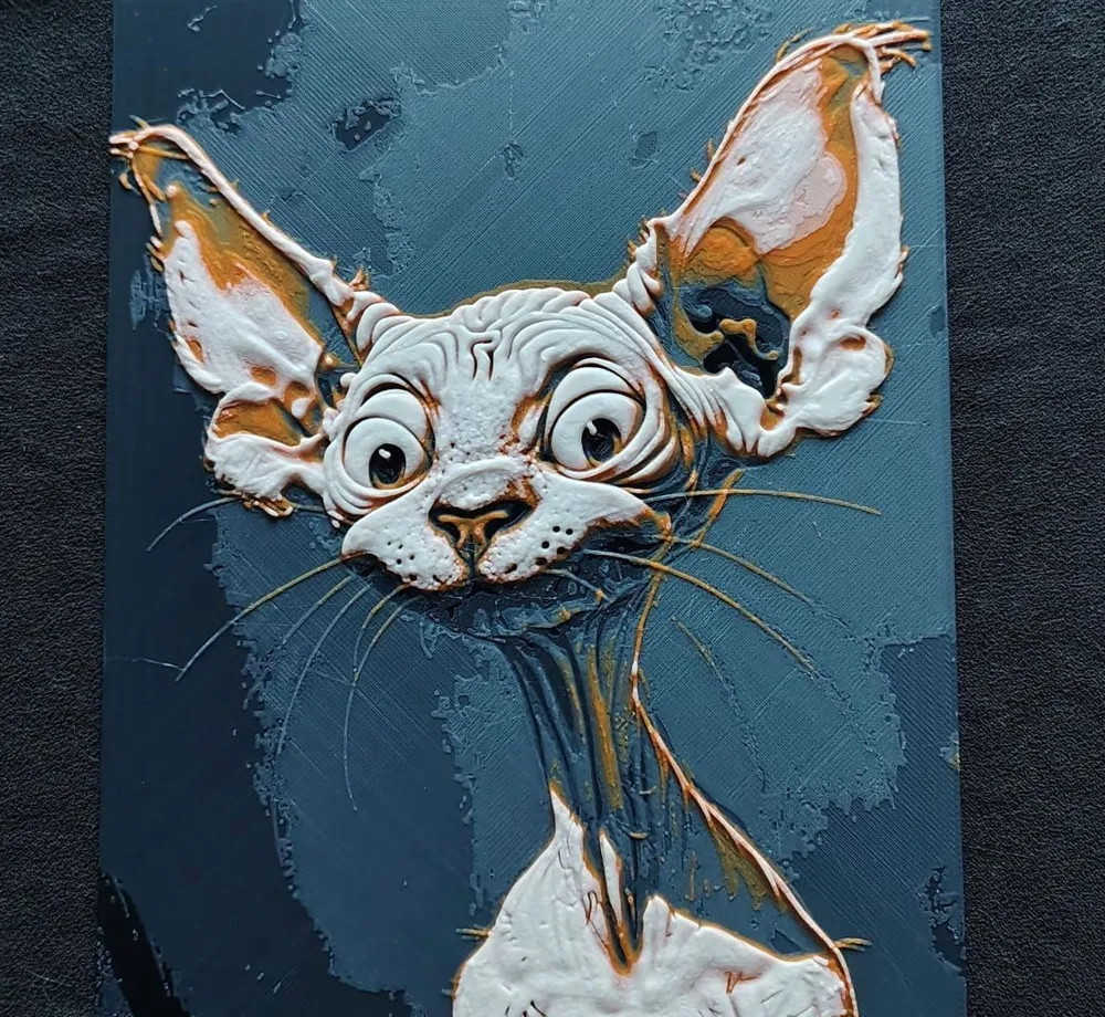 Sphynx cat HueForge by fD.667 HueForge model: Sphynx cat HueForge by fD.667
