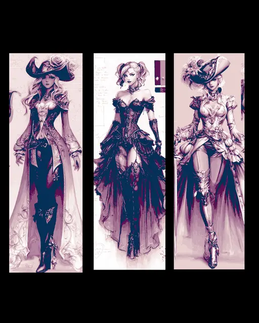 HueForge model: Sketches and Inspiration for Dresses and Clothing for the Victorian Lady - Set of Bookmarks by BooneCo3d