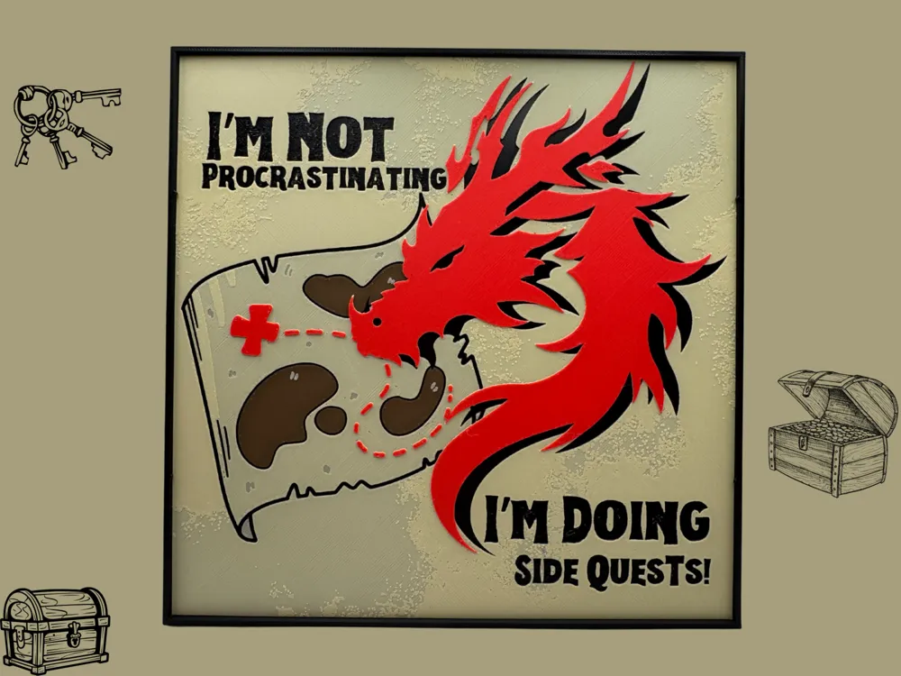 I'm not Procrastinating I'm doing Side Quests Sign by Canadian Gamer HueForge model: I'm not Procrastinating I'm doing Side Quests Sign by Canadian Gamer
