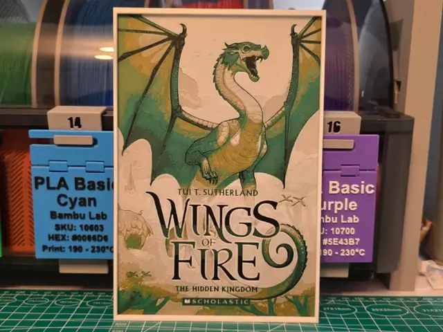 HueForge model: Wings of Fire: The Hidden Kingdom Book Poster by Lumpy3D