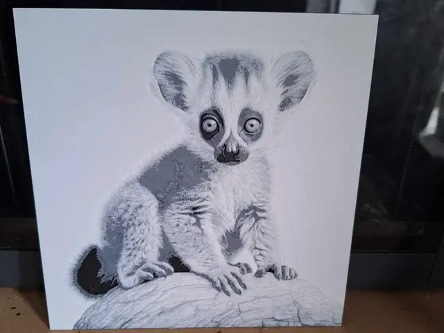 HueForge model: Black and white - infant lemur - 2 colours by 3dGlow