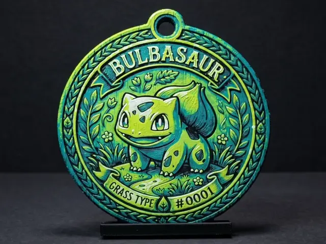 HueForge model: Pokemon - Bulbasar Medallion - 4 Colour by LED