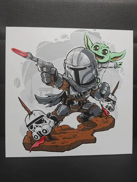 HueForge model: The Mandalorian and Grogu by TheHueforgeLady
