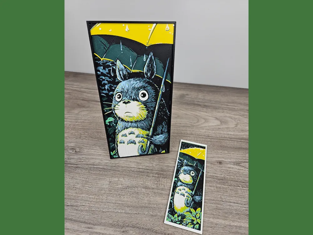 Totoro Umbrella (bookmark and panel) by BusyKikiBee HueForge model: Totoro Umbrella (bookmark and panel) by BusyKikiBee
