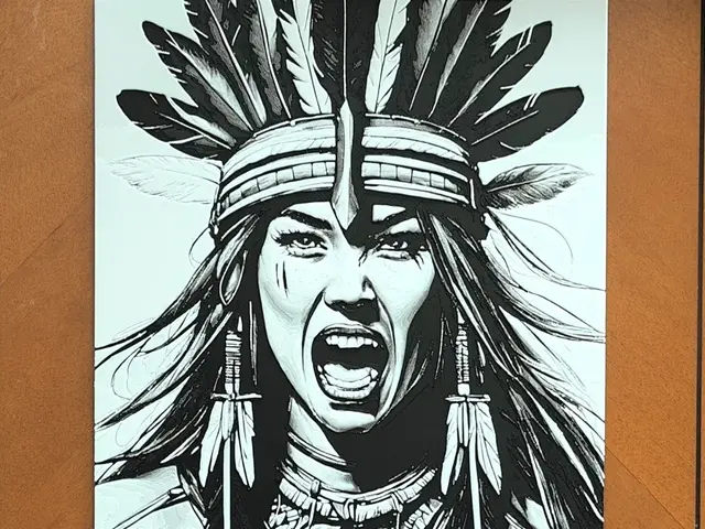 HueForge model: Native American Woman War Cry - 3 Colours by Sarge