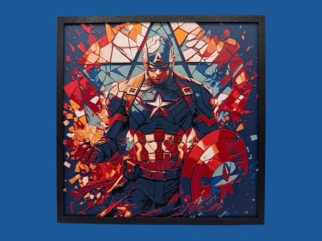 HueForge model: Captain America - Stained Glass Style by Canadian Gamer