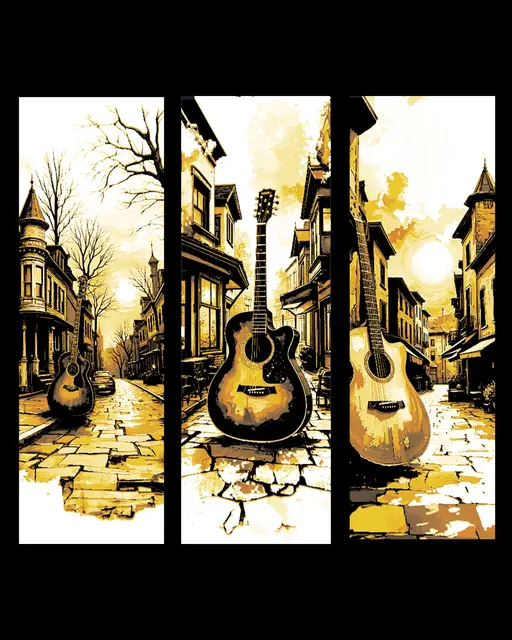 HueForge model: The sounds of a guitar ring through the streets - Set of 3 Bookmarks by BooneCo3d