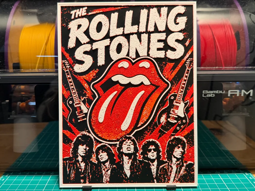 The Rolling Stones Poster by liv_3d HueForge model: The Rolling Stones Poster by liv_3d