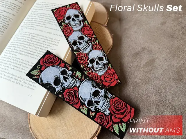 HueForge model: Floral Skulls Bookmark by Loupes