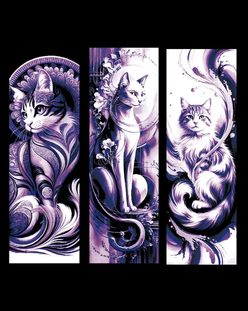 HueForge model: Artistic designs of cats with a nostalgic feel - Set of bookmarks by BooneCo3d