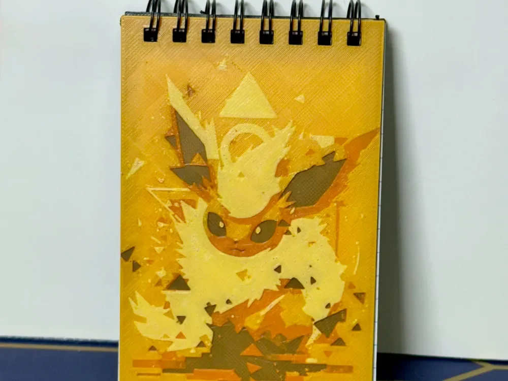 Flareon Notepad Hueforge Cover - Pokemon by Layered Visions HueForge model: Flareon Notepad Hueforge Cover - Pokemon by Layered Visions