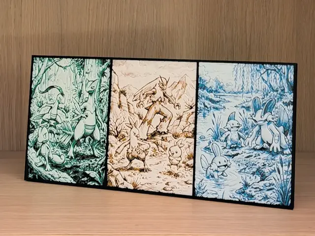 HueForge model: Hoenn Starter Evolutions Pokemon Hueforge & Frame by Nextopia