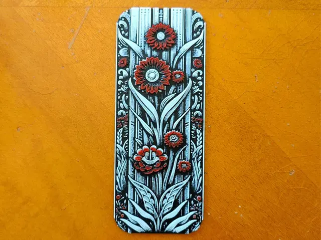 HueForge model: Red Blossoming Flowers Bookmark - Hueforge by Sarge