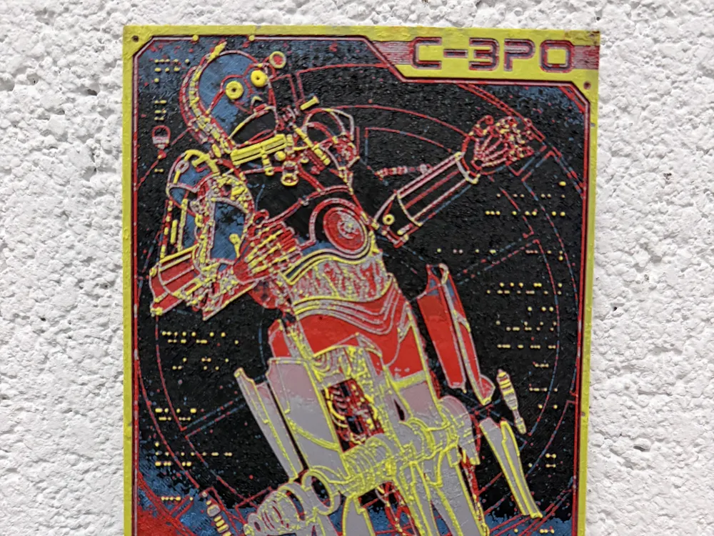 C-3PO Wall Art – Blue Print by Loupes HueForge model: C-3PO Wall Art – Blue Print by Loupes
