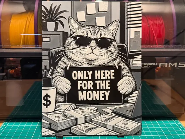 Only Here For The Money Cat Poster
