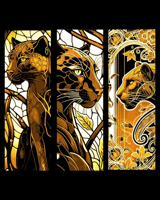 HueForge model: Art nouveau style depictions of a regal jaguar - set of bookmarks by BooneCo3d