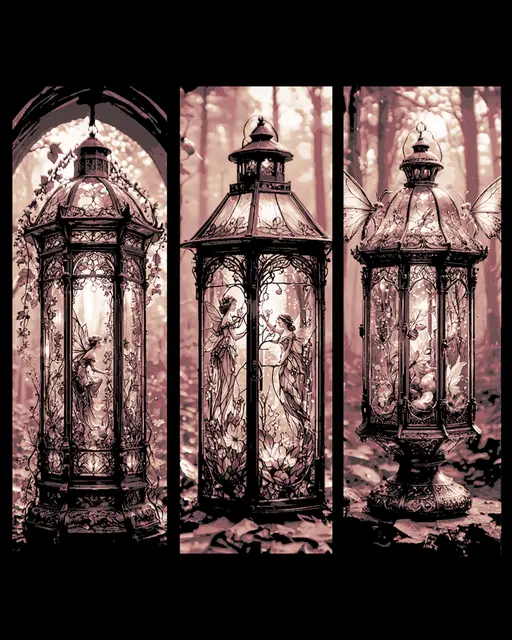 HueForge model: The light on the path through the fantasy woods - Fairy Lanterns set of bookmarks by BooneCo3d
