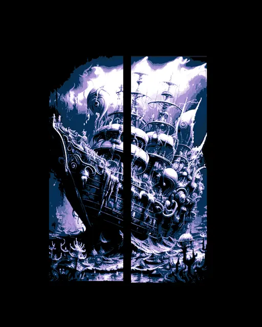 HueForge model: A fanciful boat enjoying a rest at the bottom of the sea - Set of bookmarks by BooneCo3d